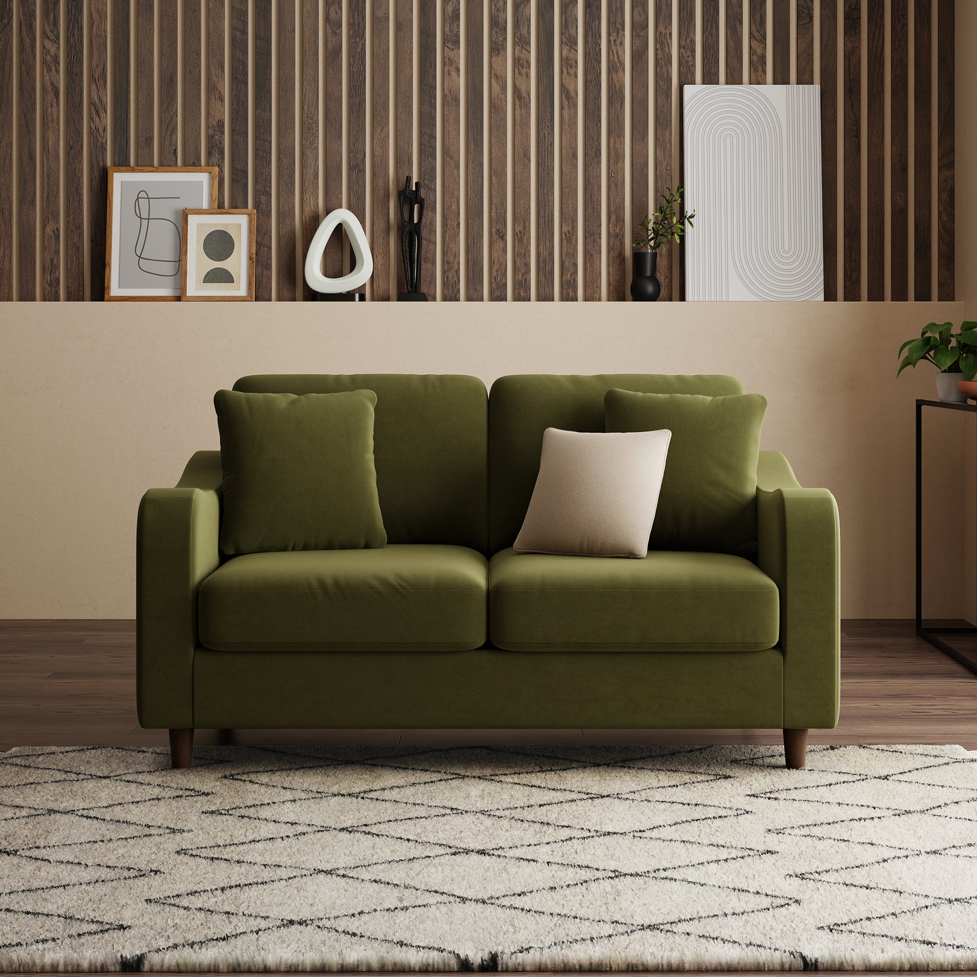 Ellison Velvet 2 Seater Sofa Velvet Olive