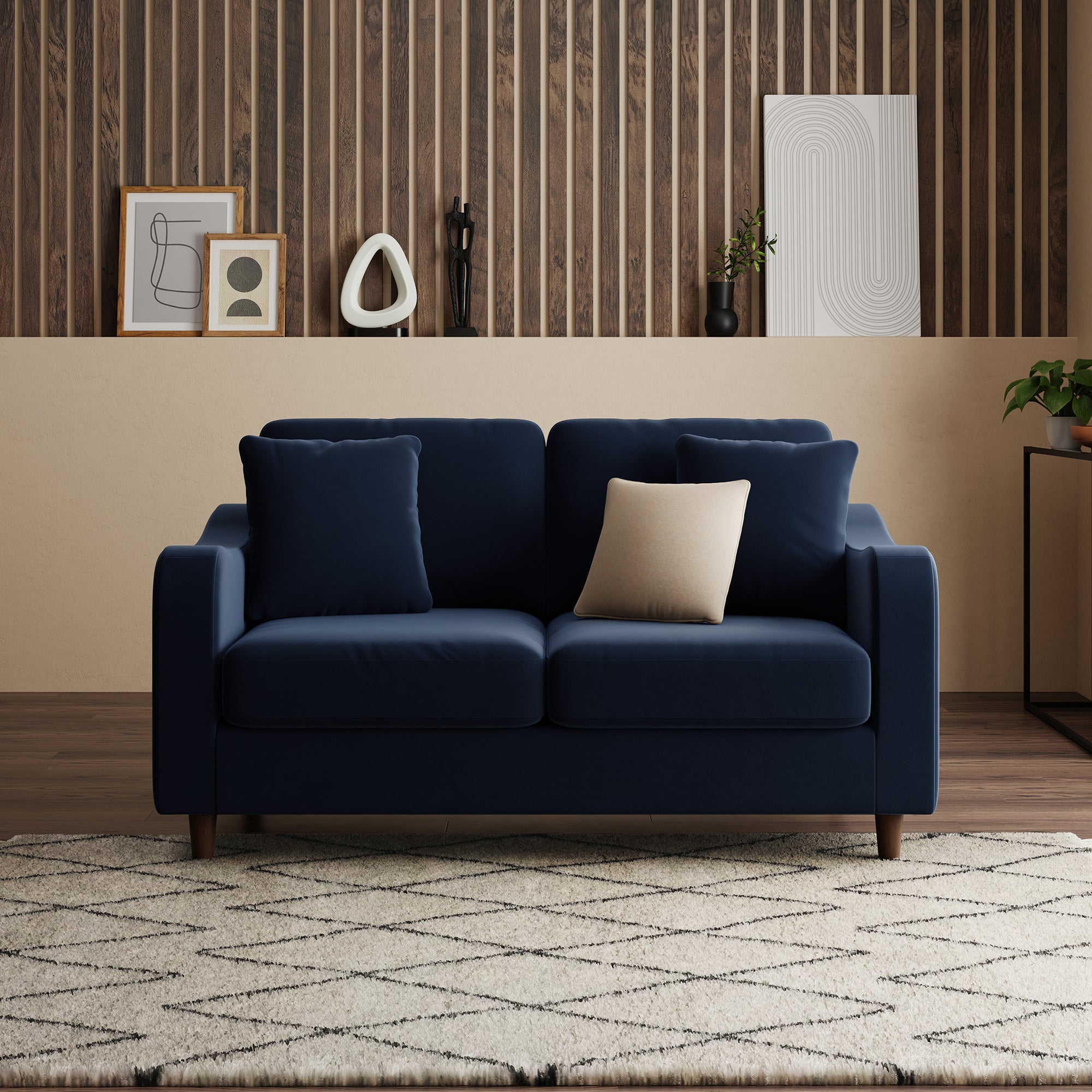 Ellison Velvet 2 Seater Sofa Navy Velvet