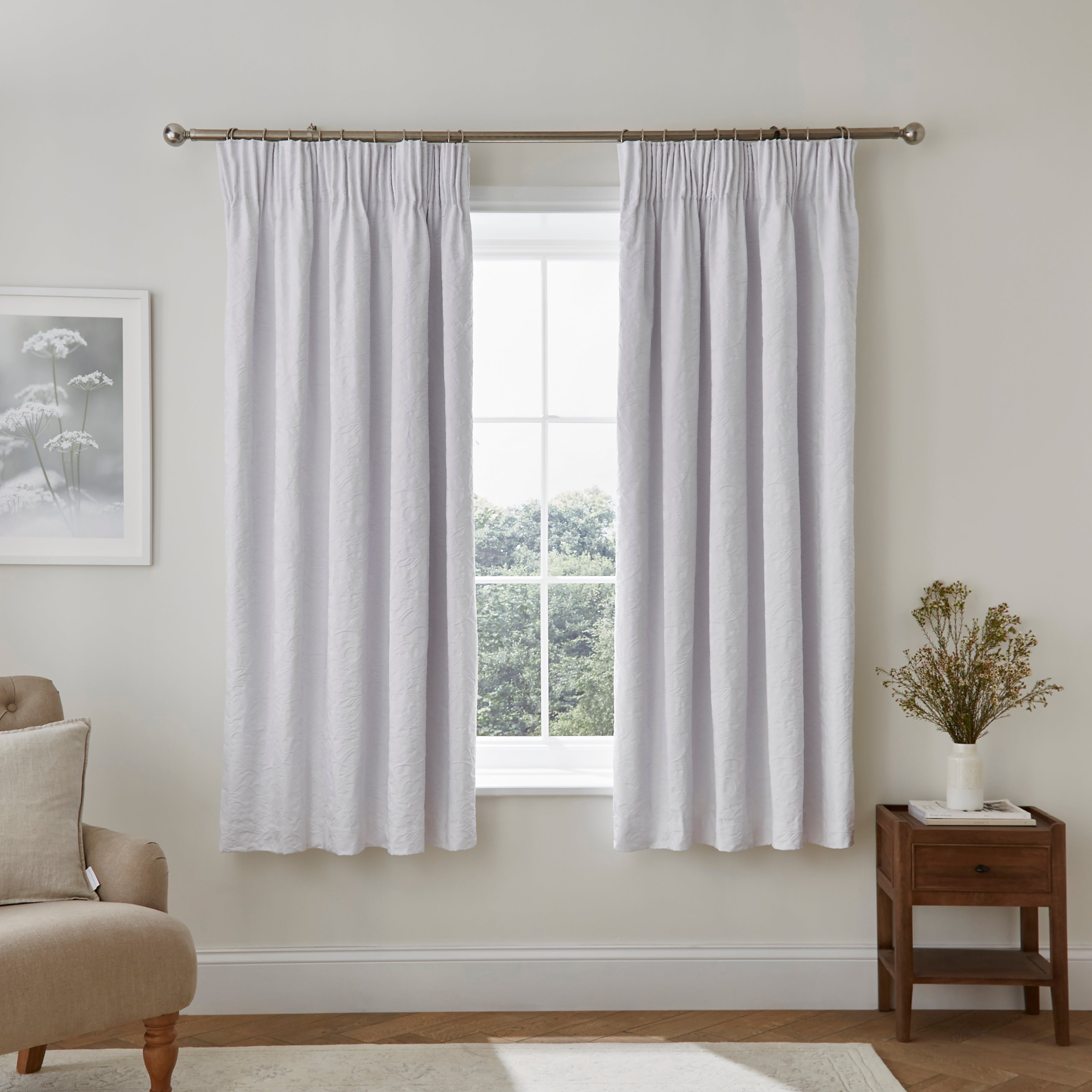 Dorma Winchester White Blackout Pencil Pleat Curtains | Dunelm