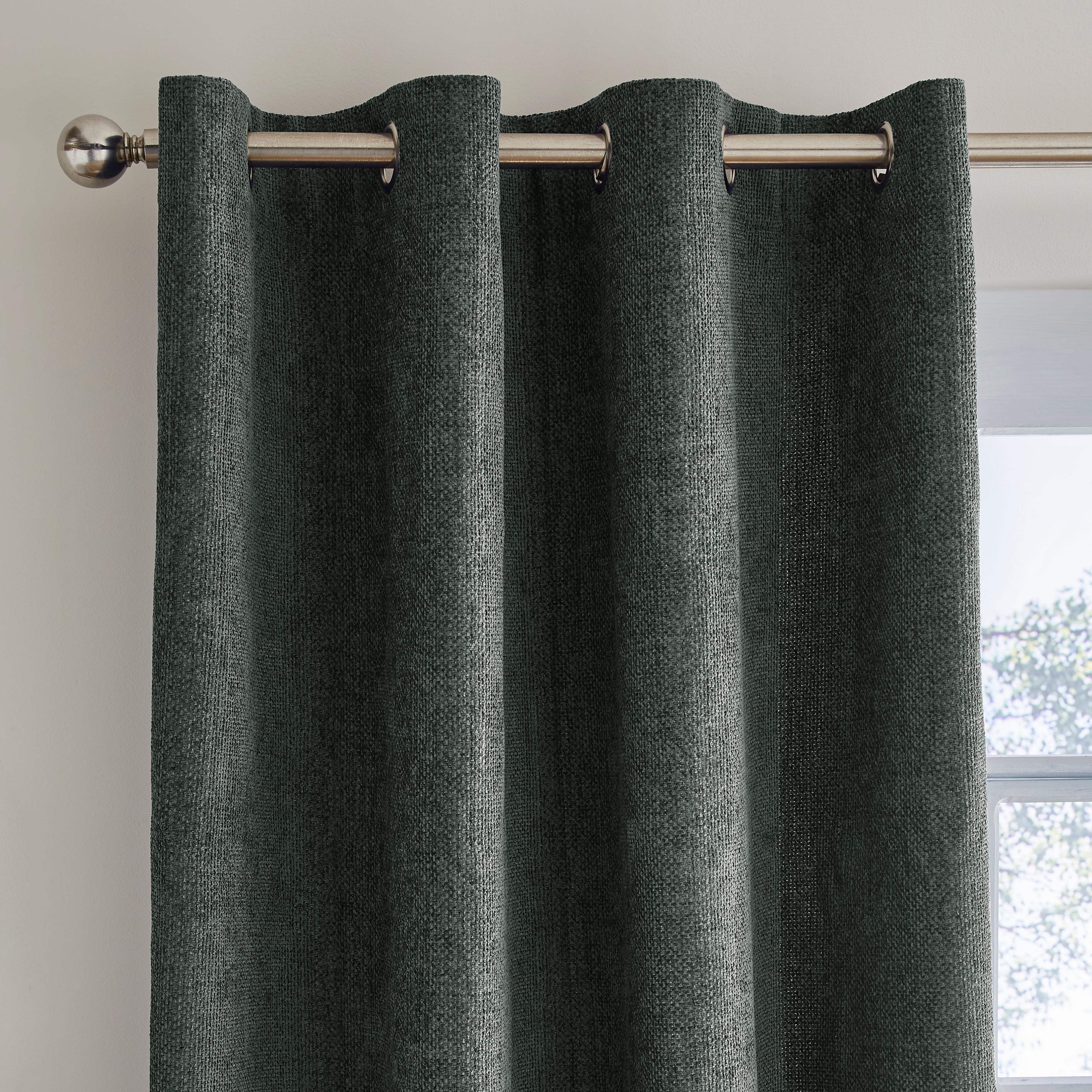 Ensley Cosy Chenille Charcoal Thermal Eyelet Curtain Charcoal