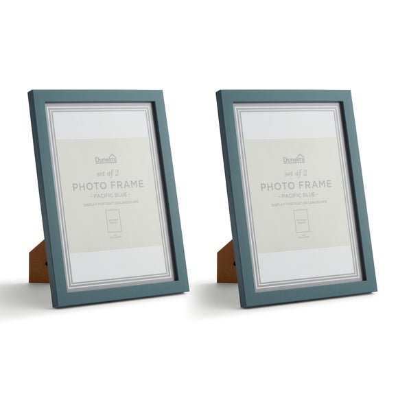 Set of 2 Pacific Blue Photo Frames Dunelm