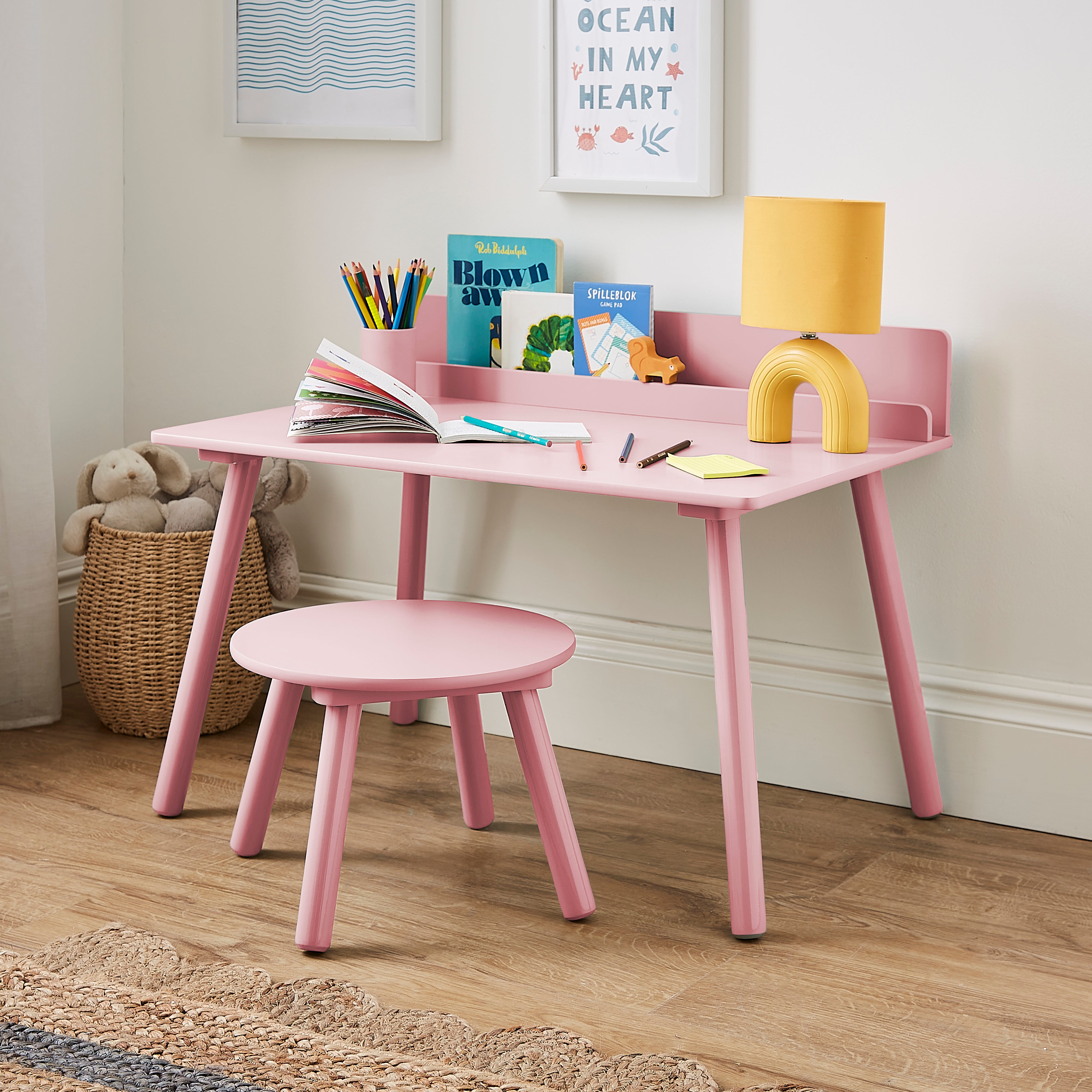 Kids Maisy Desk and Stool Set Pink