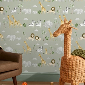 Safari Animals Green Wallpaper