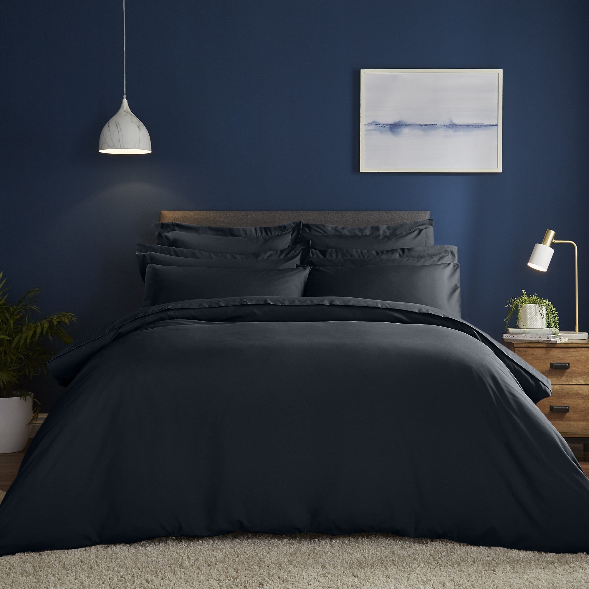 Image of Fogarty Soft Touch Duvet Cover and Pillowcase Set Luxe Navy