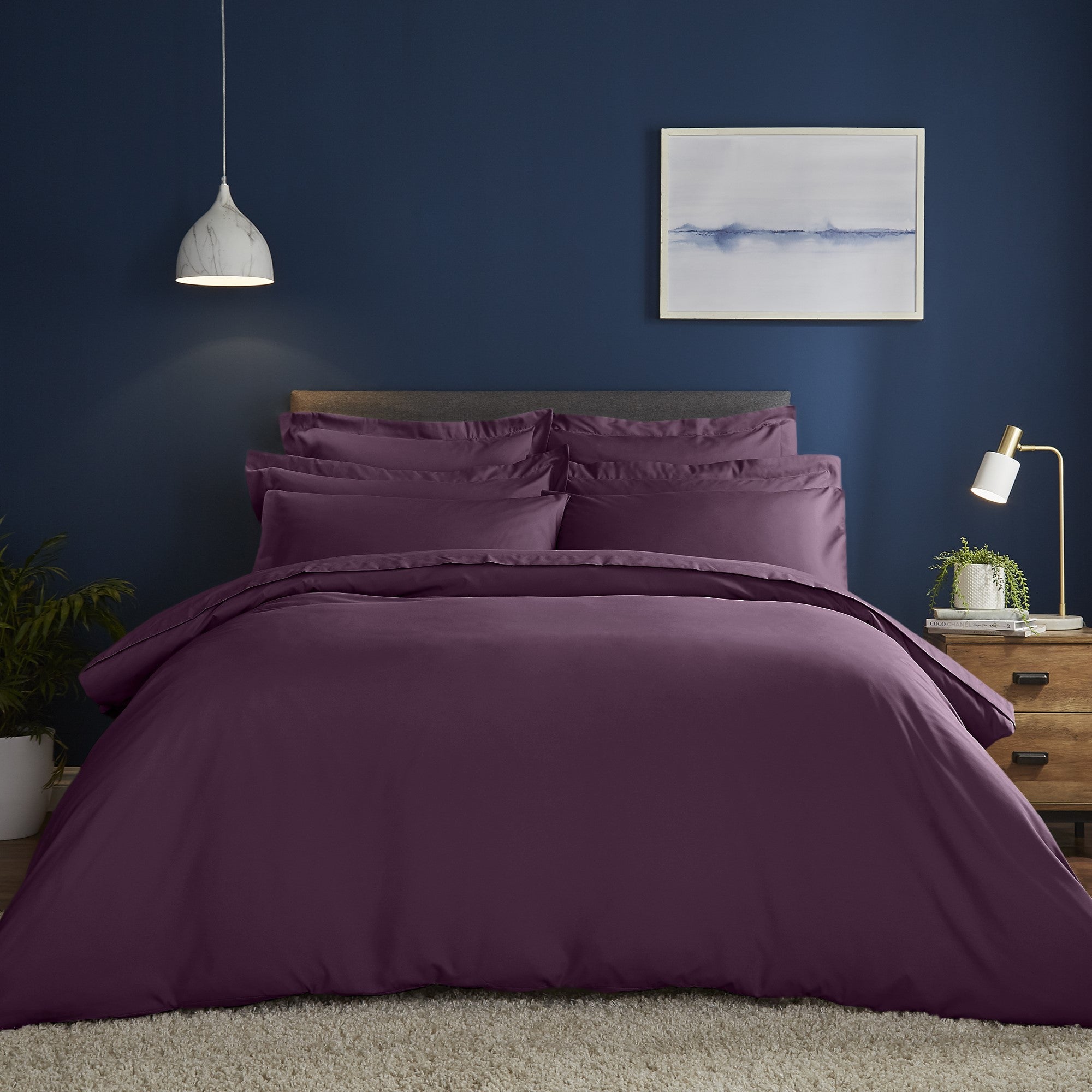 Image of Fogarty Soft Touch Duvet Cover and Pillowcase Set Plum Purple