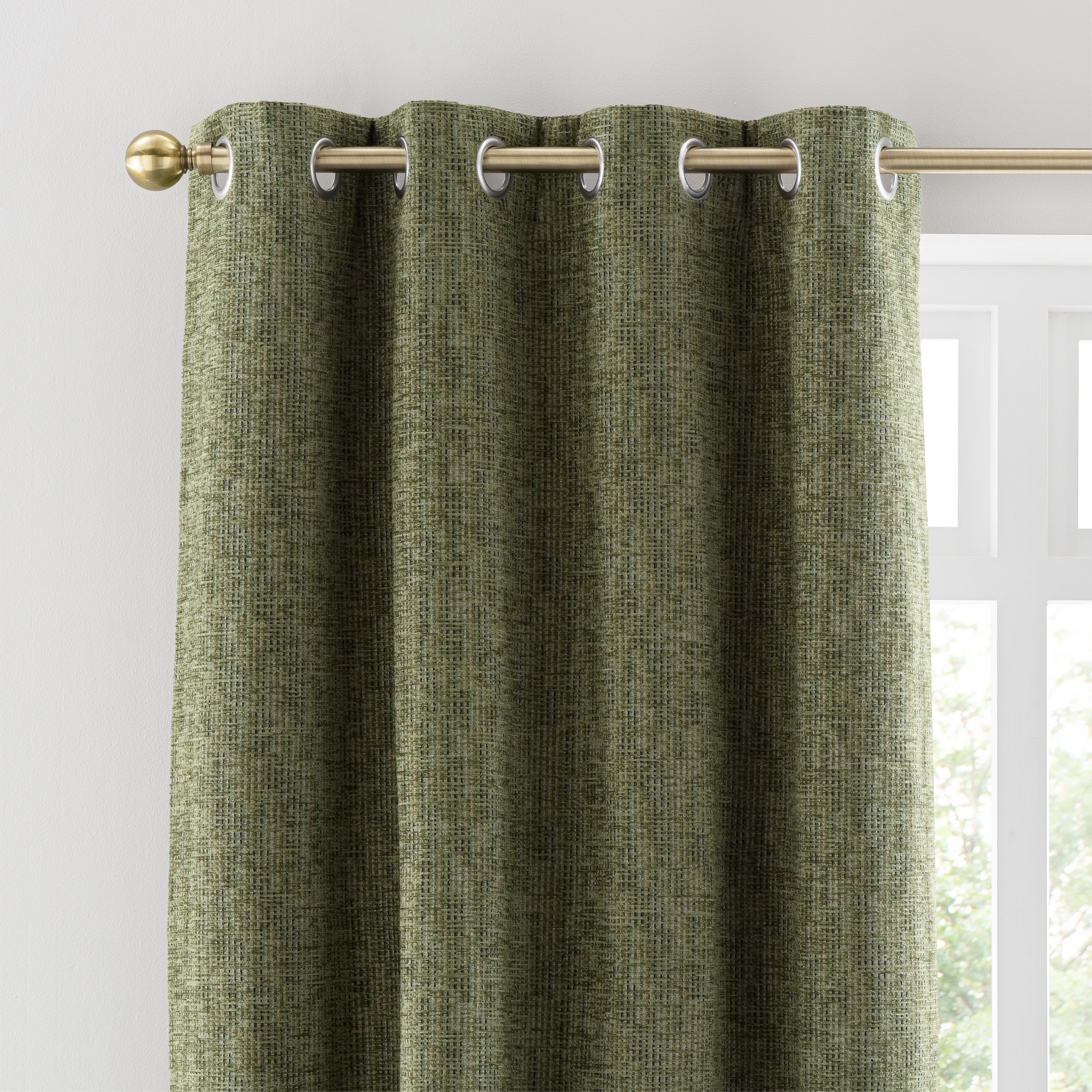 Lincoln Olive Green Thermal Eyelet Curtain Olive Green