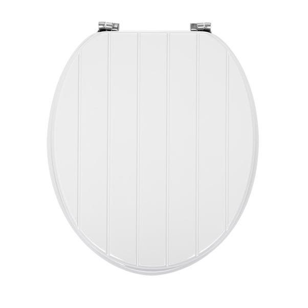 Tongue and Groove White Toilet Seat image 1 of 1