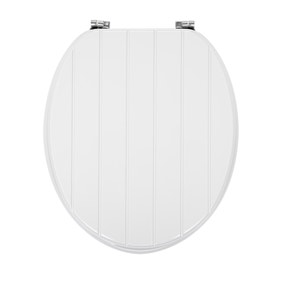 Tongue and Groove White Toilet Seat