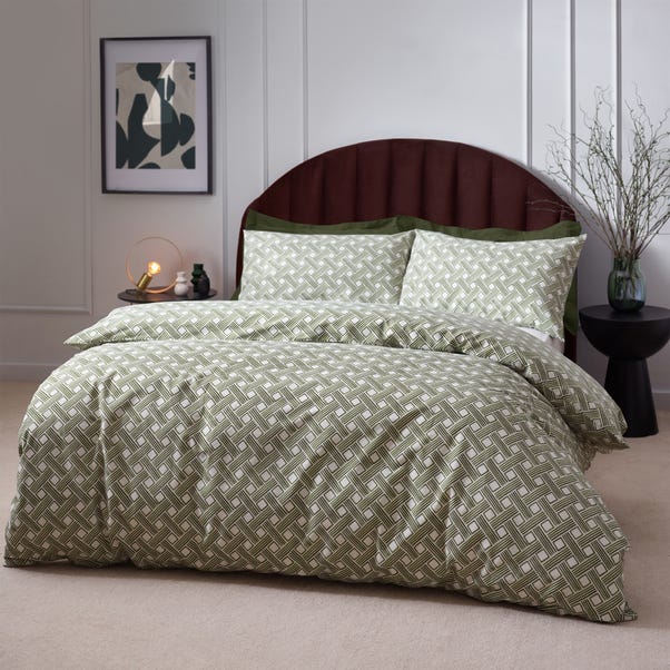 HÖEM Alexa Cotton Rich Duvet Cover & Pillowcase Set, Green image 1 of 4