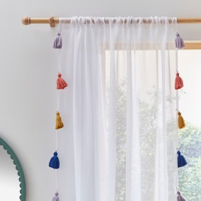 Pride and Joy Voile Multicoloured Tassel Curtain