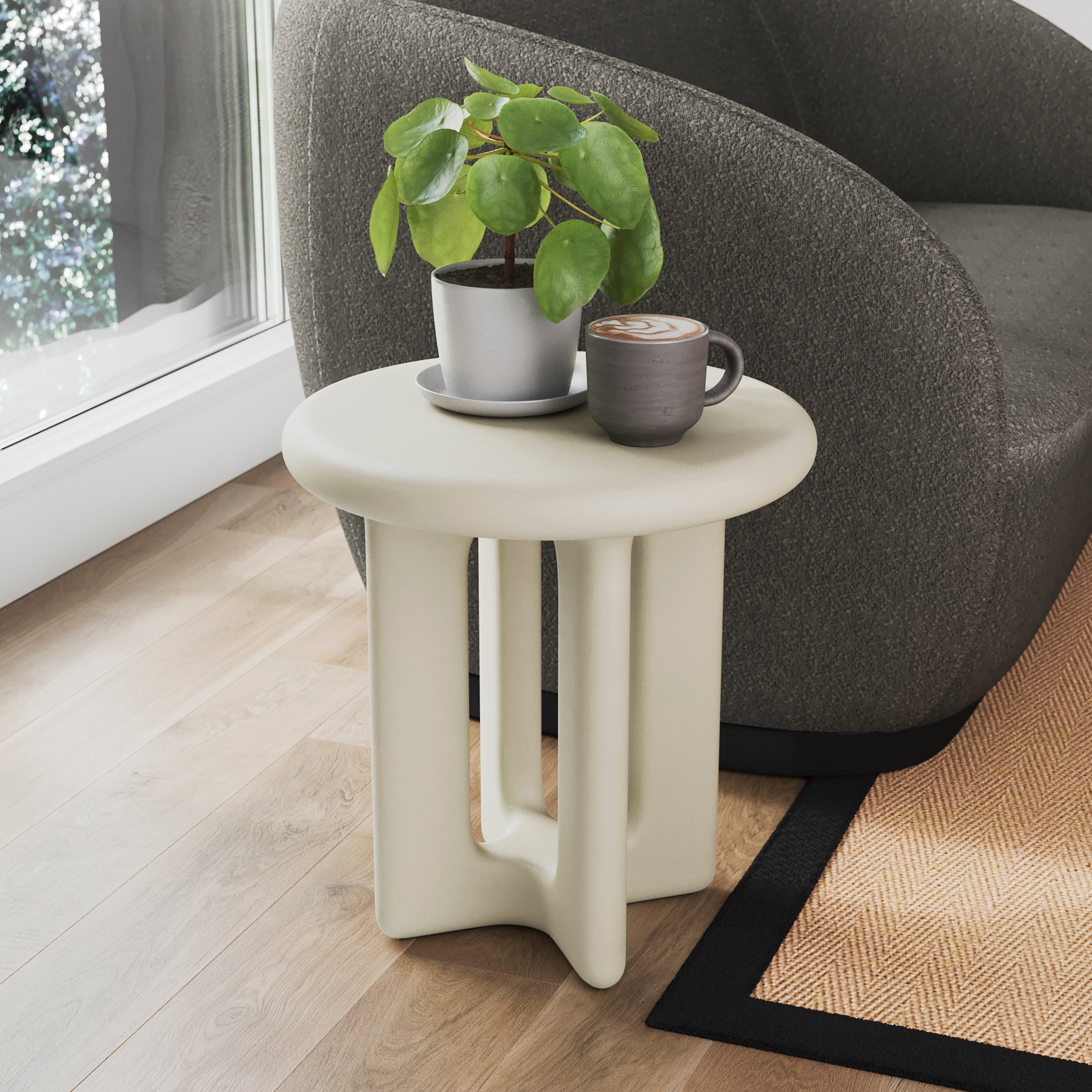 Rue Concrete Side Table Ivory