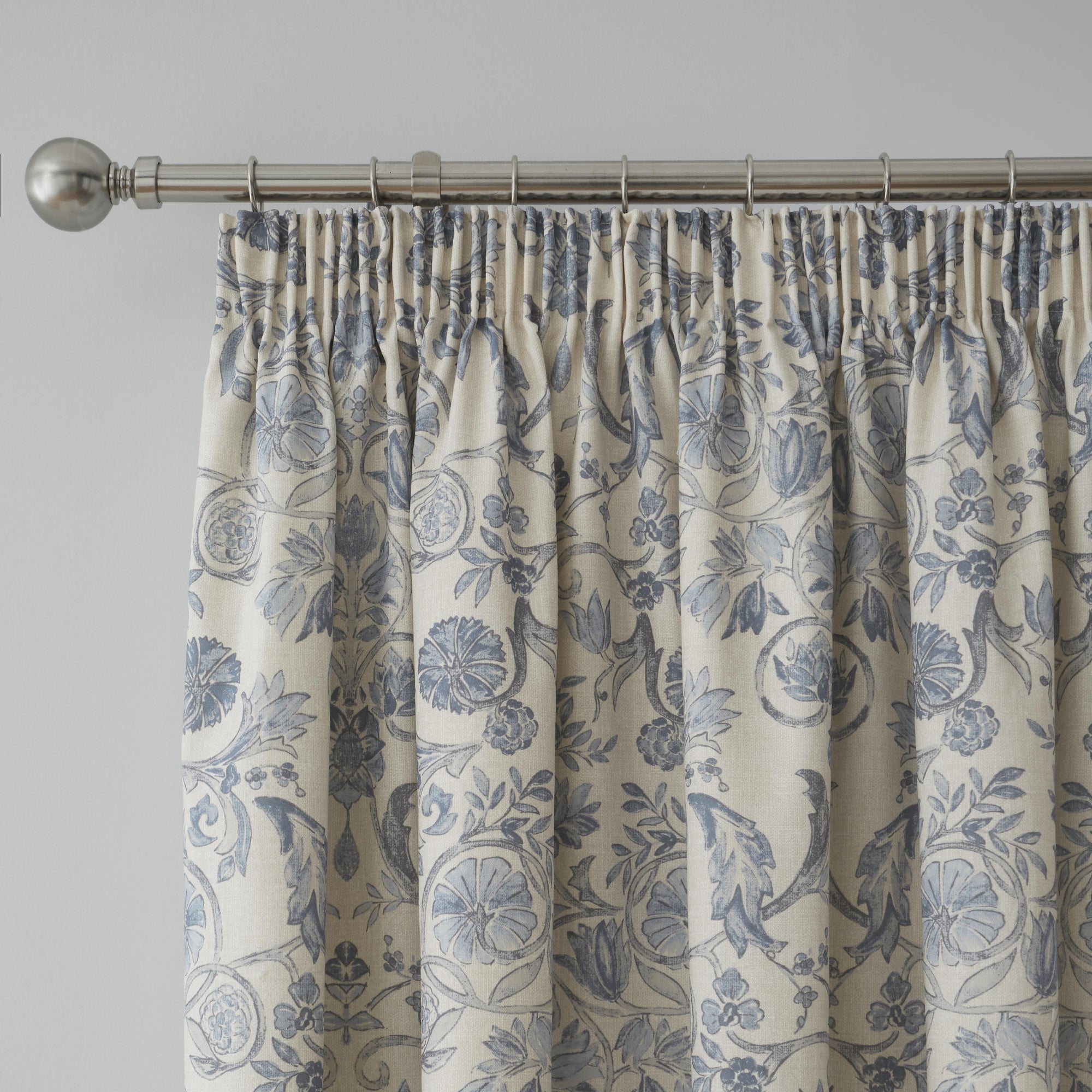 Averie Pencil Pleat Curtains Blue undefined