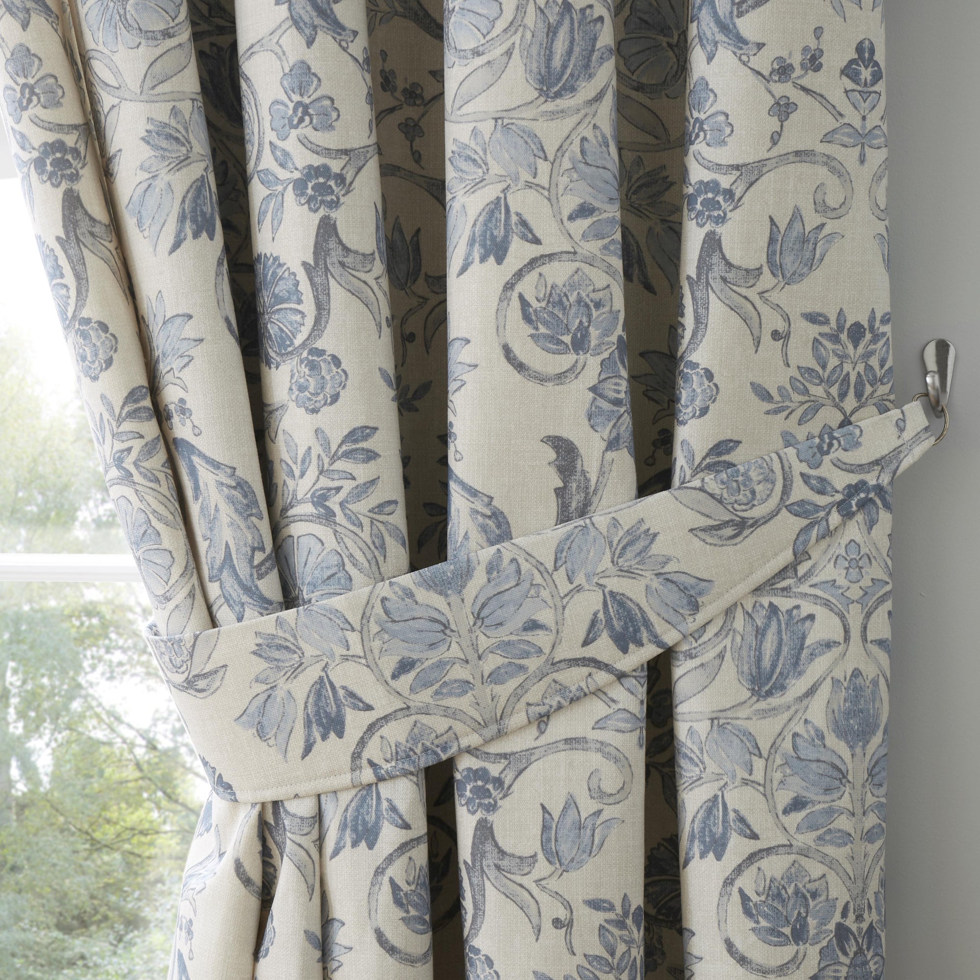 Averie Pencil Pleat Curtains Blue undefined