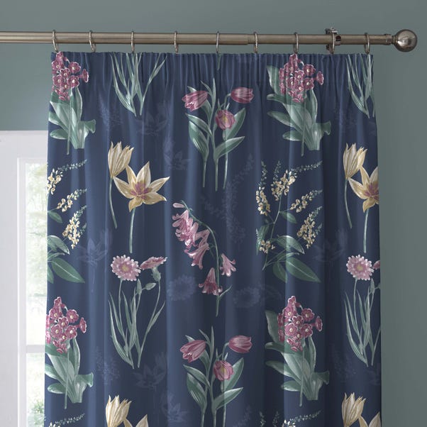 Caberne Navy Pencil Pleat Curtains image 1 of 5