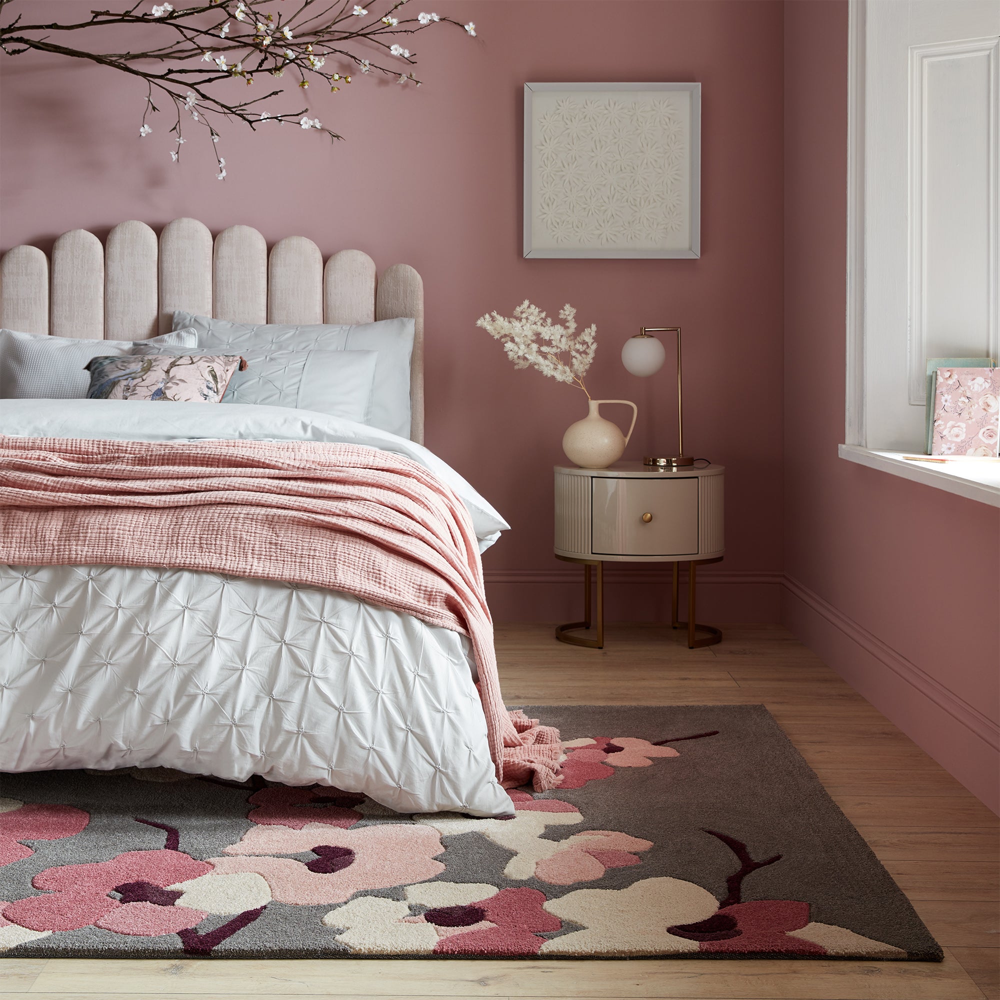 Blossom Floral Rug Pink