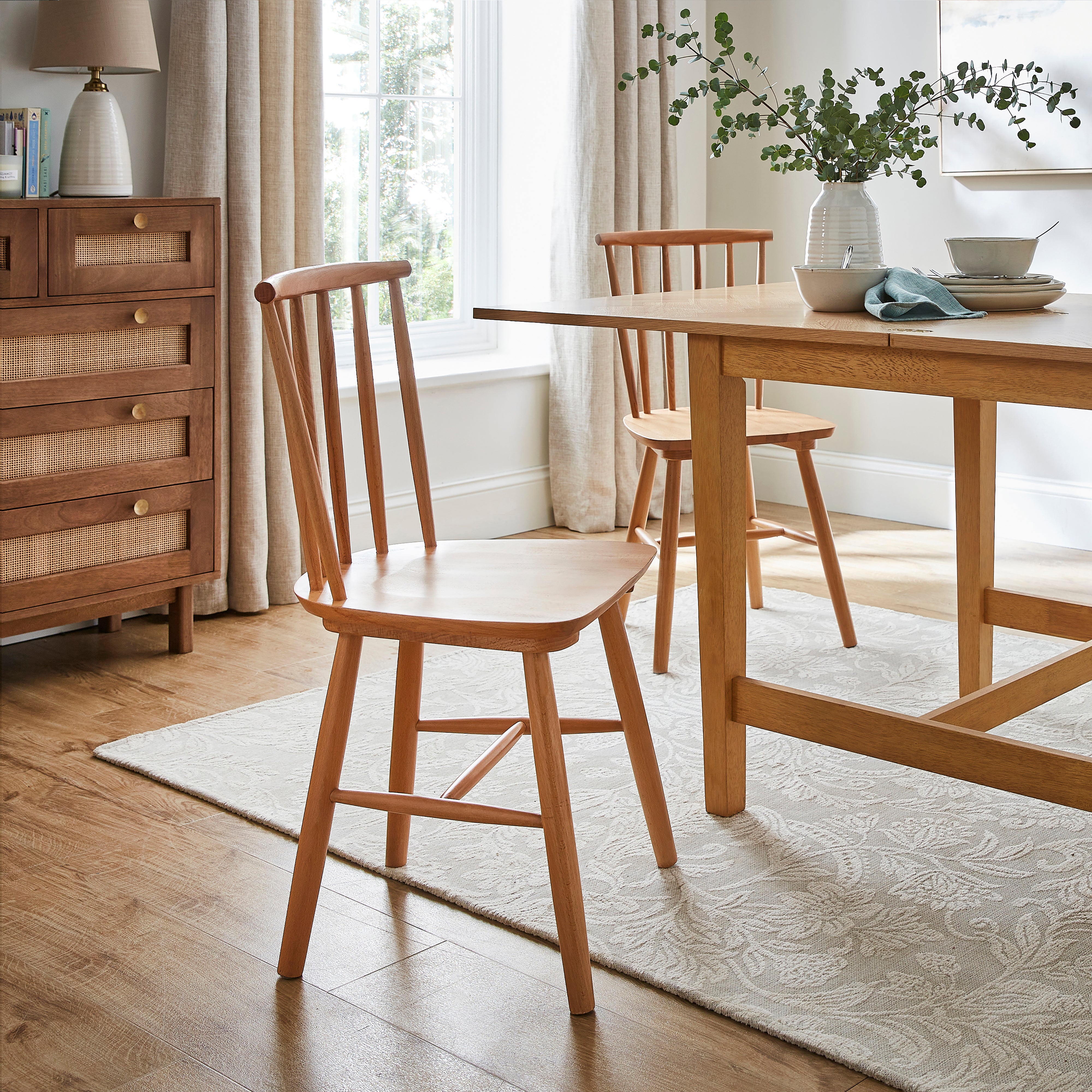 Harvey Set Of 2 Dining Chairs Beech Wood Natural