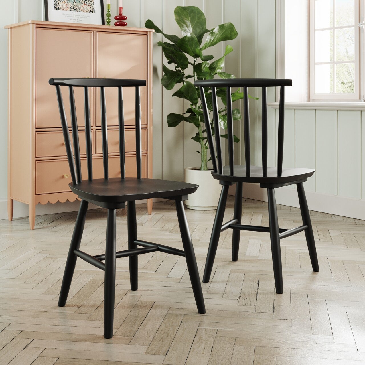 Harvey Set Of 2 Dining Chairs Beech Wood Black