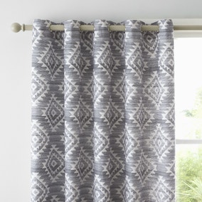 Catherine Lansfield Aztec Geo Charcoal Eyelet Curtains