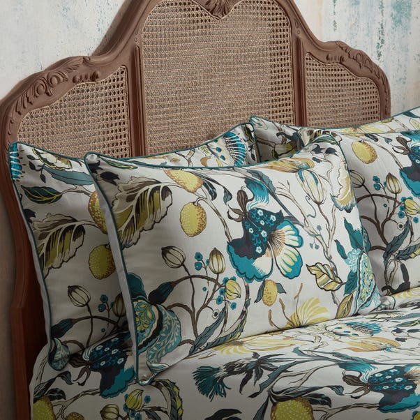 EW by Edinburgh Weavers Morton Floral Teal 100% Cotton Sateen Pillowcase Pair image 1 of 3