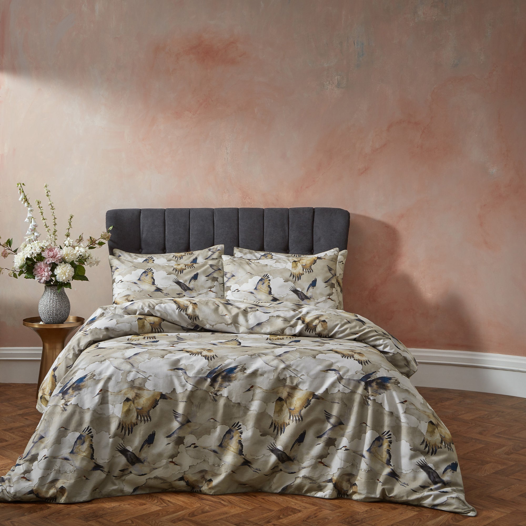 Photos - Bedspread / Coverlet Elegant Flyway  Natural 100 Cotton Sateen Duvet Cover & Pillowcase Set Gree 