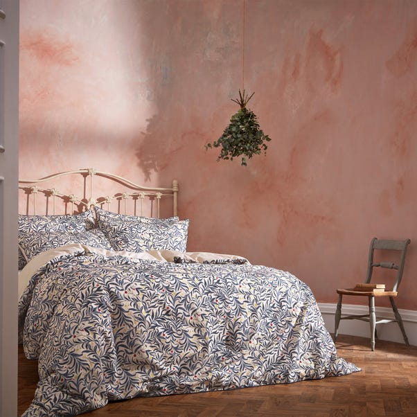 EW by Edinburgh Weavers Malory Floral Navy 100% Cotton Sateen Duvet Cover & Pillowcase Set image 1 of 4
