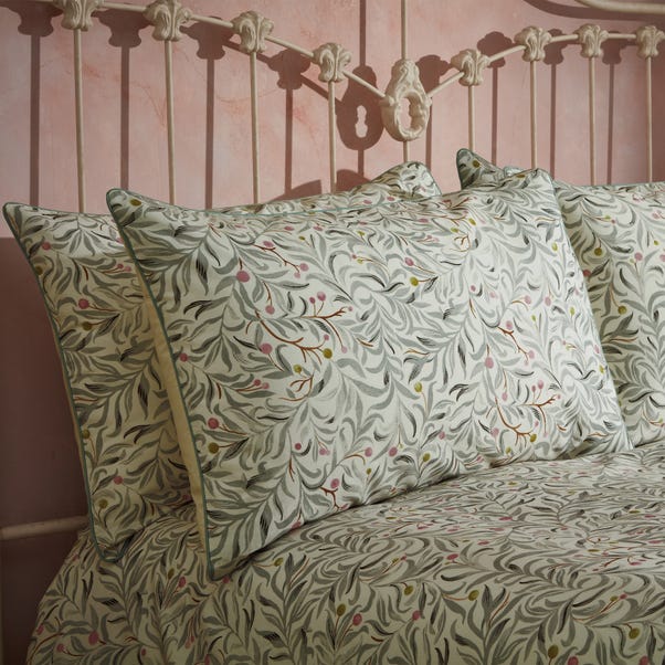EW by Edinburgh Weavers Malory Floral Eucalyptus 100% Cotton Sateen Pillowcase Pair image 1 of 3