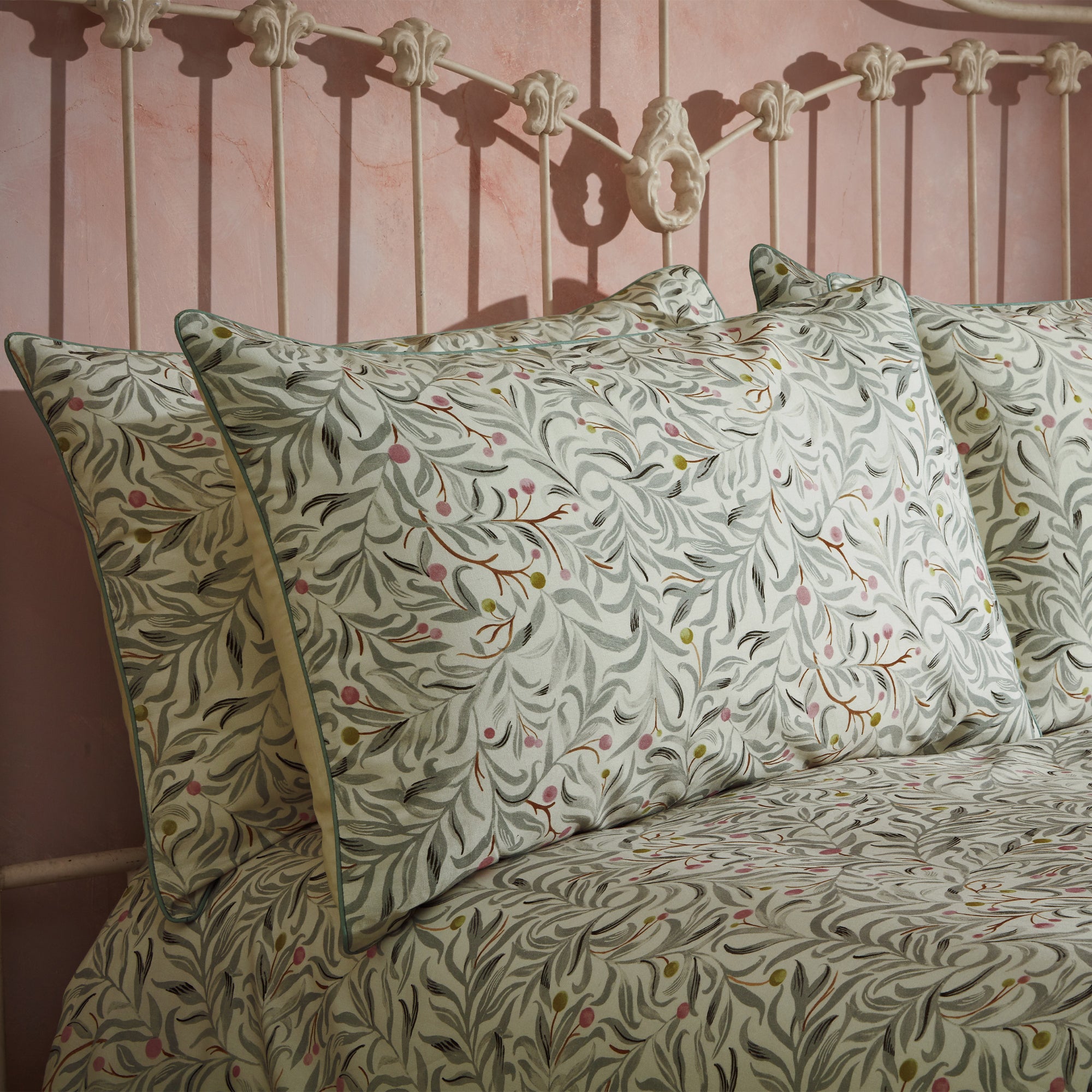 Ew By Edinburgh Weavers Malory Floral Eucalyptus 100 Cotton Sateen Pillowcase Pair Green