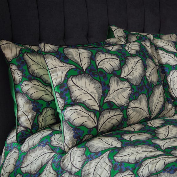 EW by Edinburgh Weavers Magali Tropical Emerald 100% Cotton Sateen Pillowcase Pair image 1 of 3