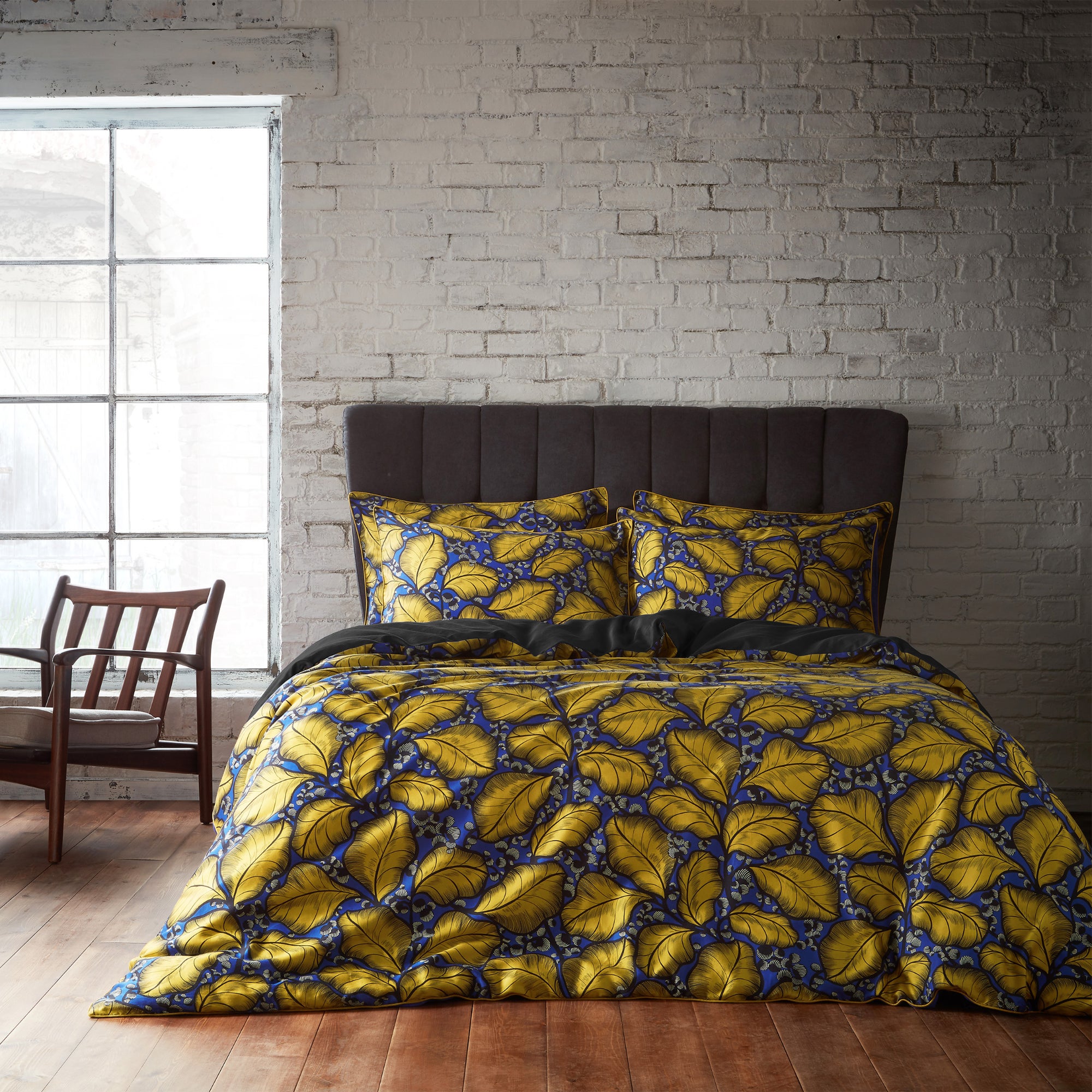 Ew By Edinburgh Weavers Magali Tropical Ochre 100 Cotton Sateen Duvet Cover Pillowcase Set Yellowblue