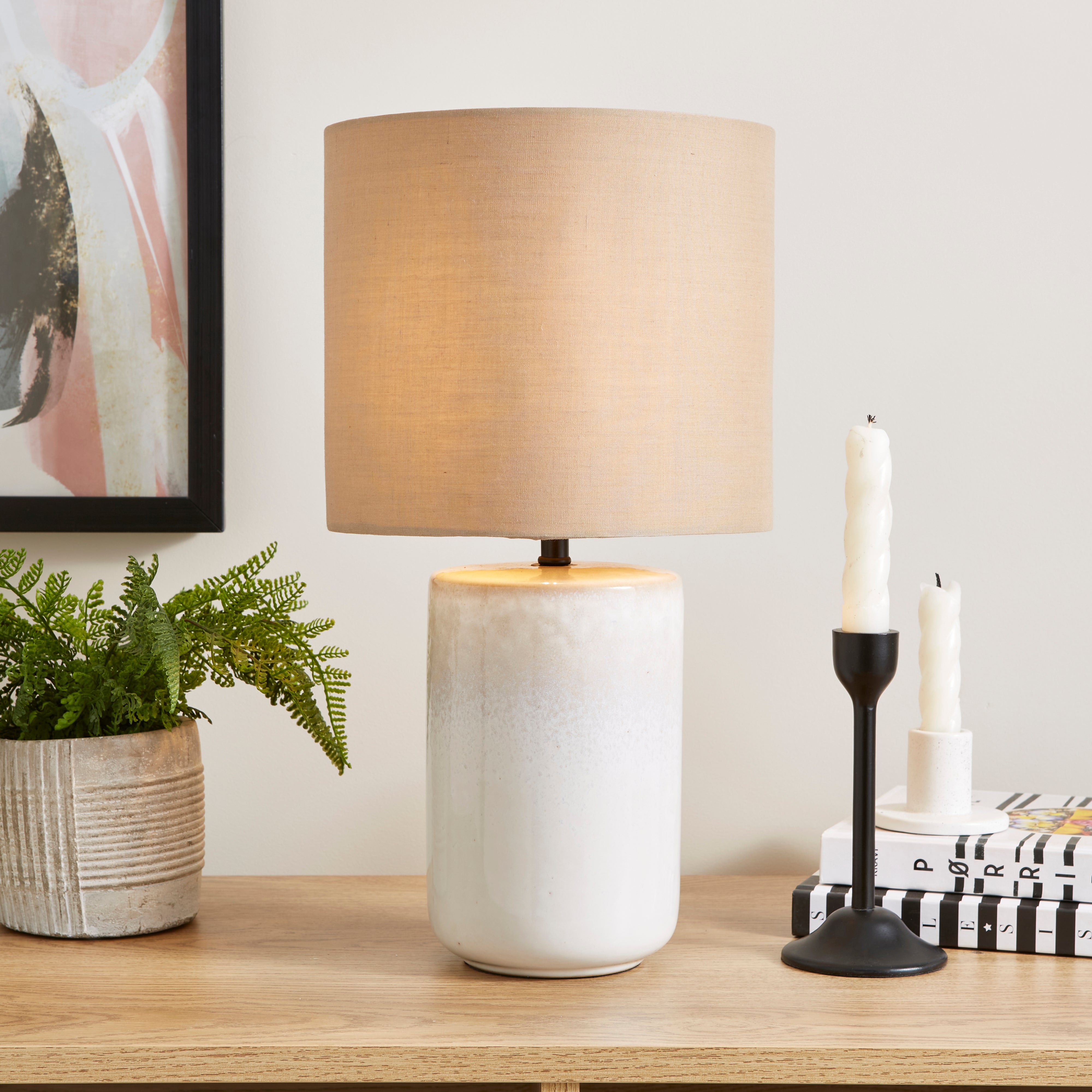 Reema Reactive Glaze Table Lamp Natural