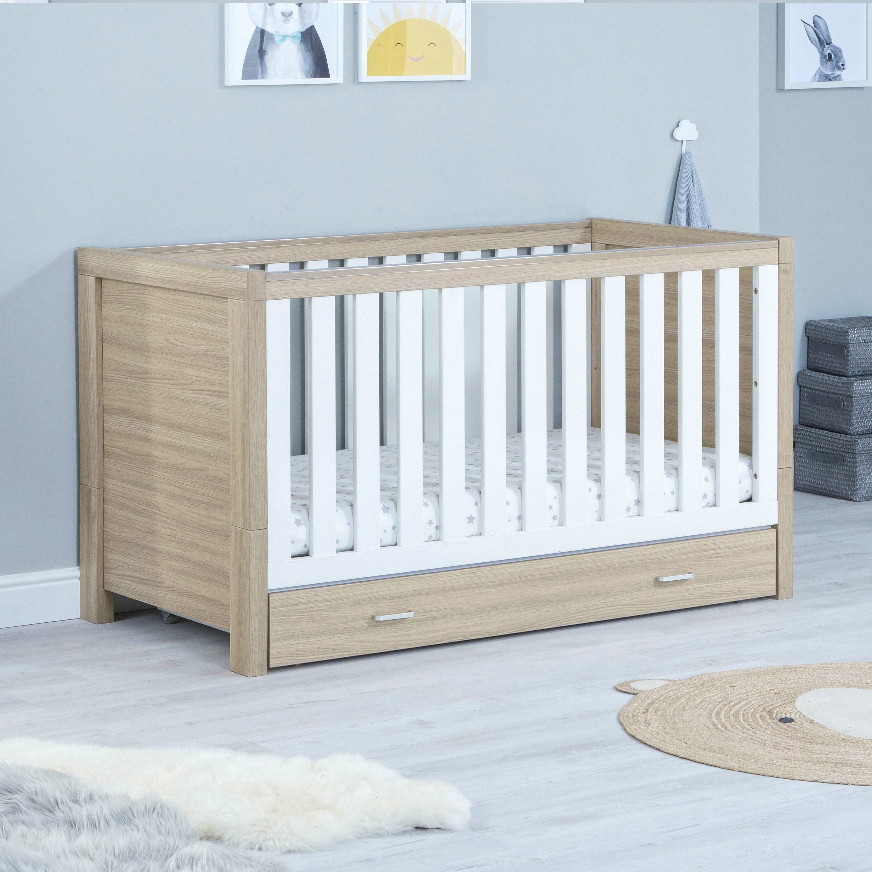 Babymore Luno Cot Bed with Drawer