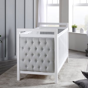 Babymore Velvet Deluxe Cot Bed- White