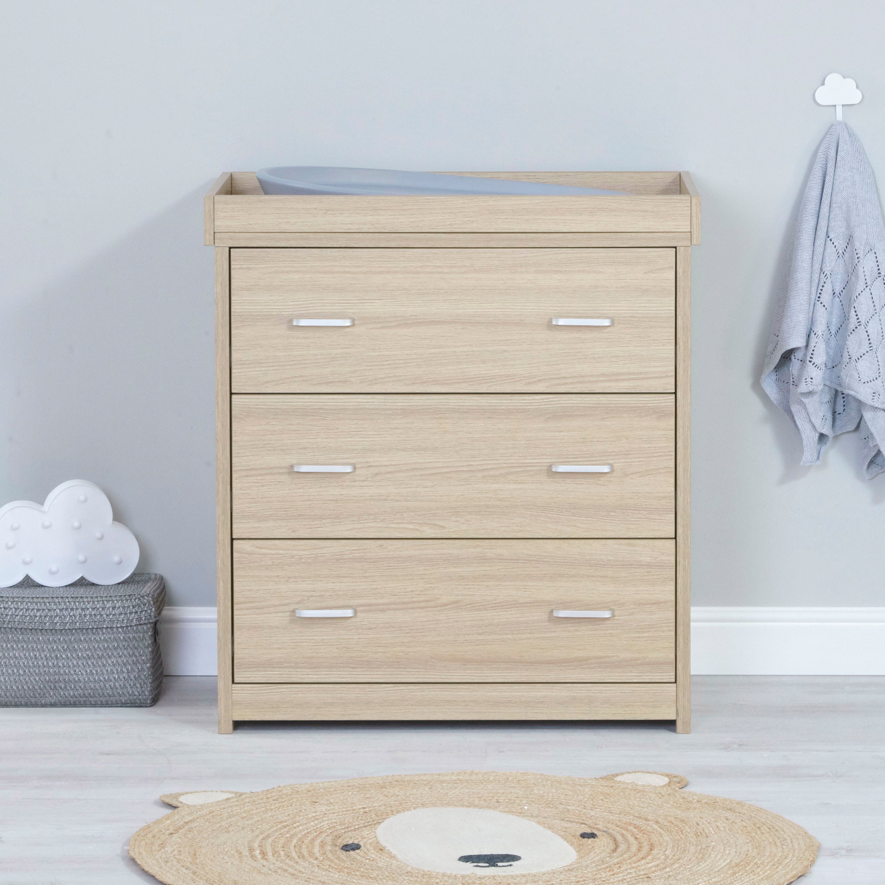Babymore Luno Veni 3 Drawer Chest Changing Unit Natural