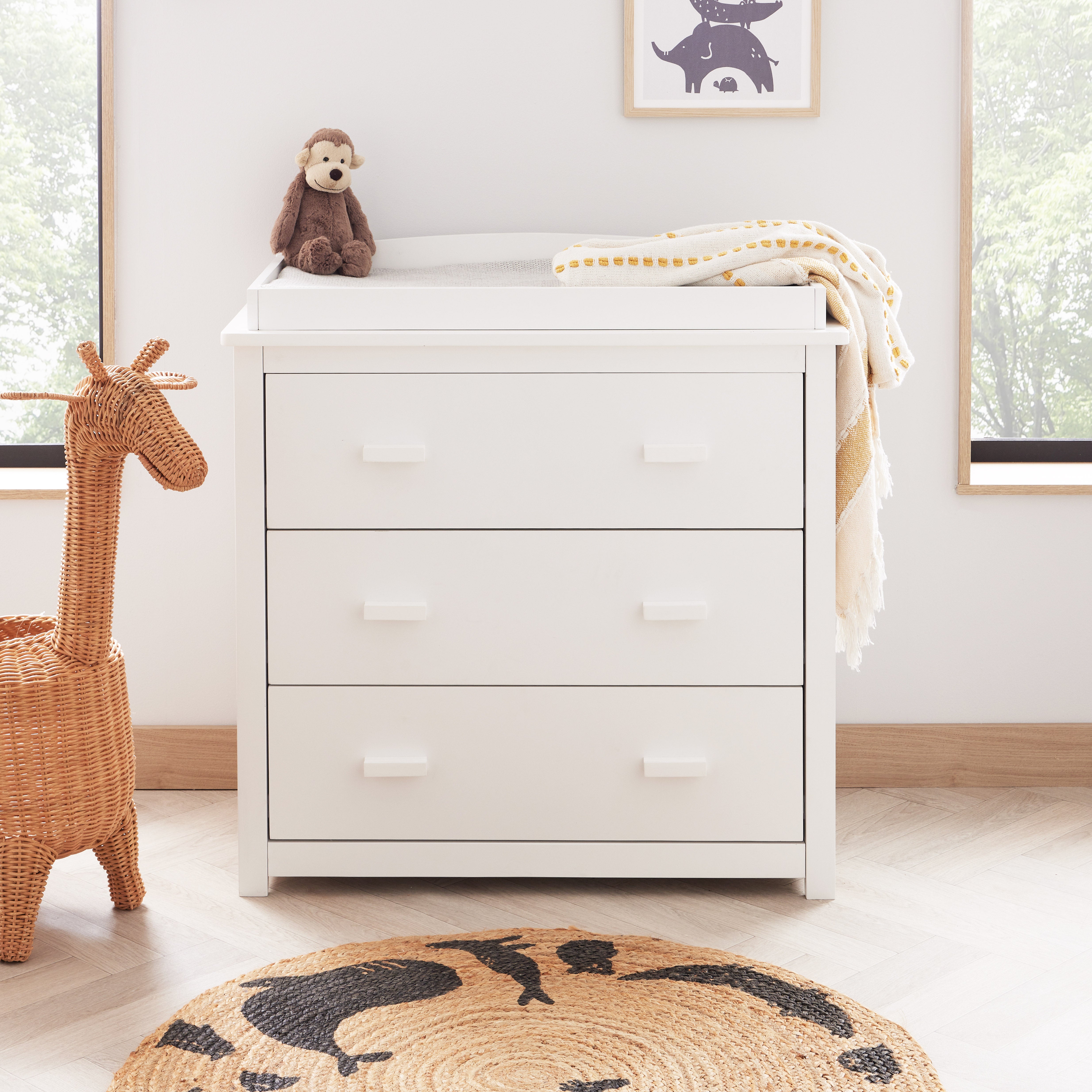 Babymore Universal 3 Drawer Chest Changing Unit White