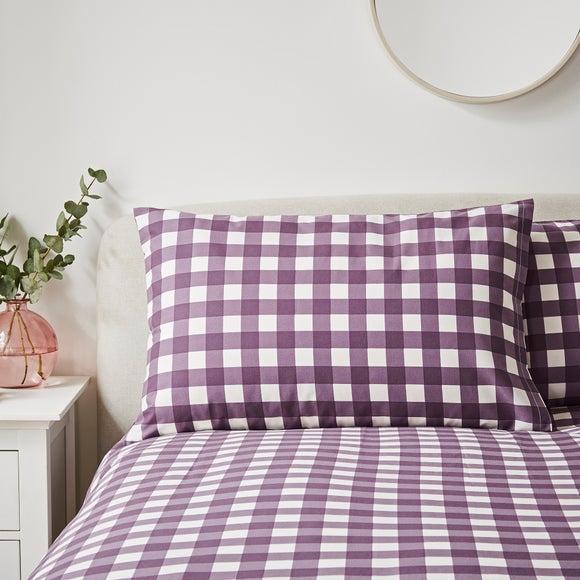 Gingham Purple Duvet Cover & Pillowcase Set Dunelm