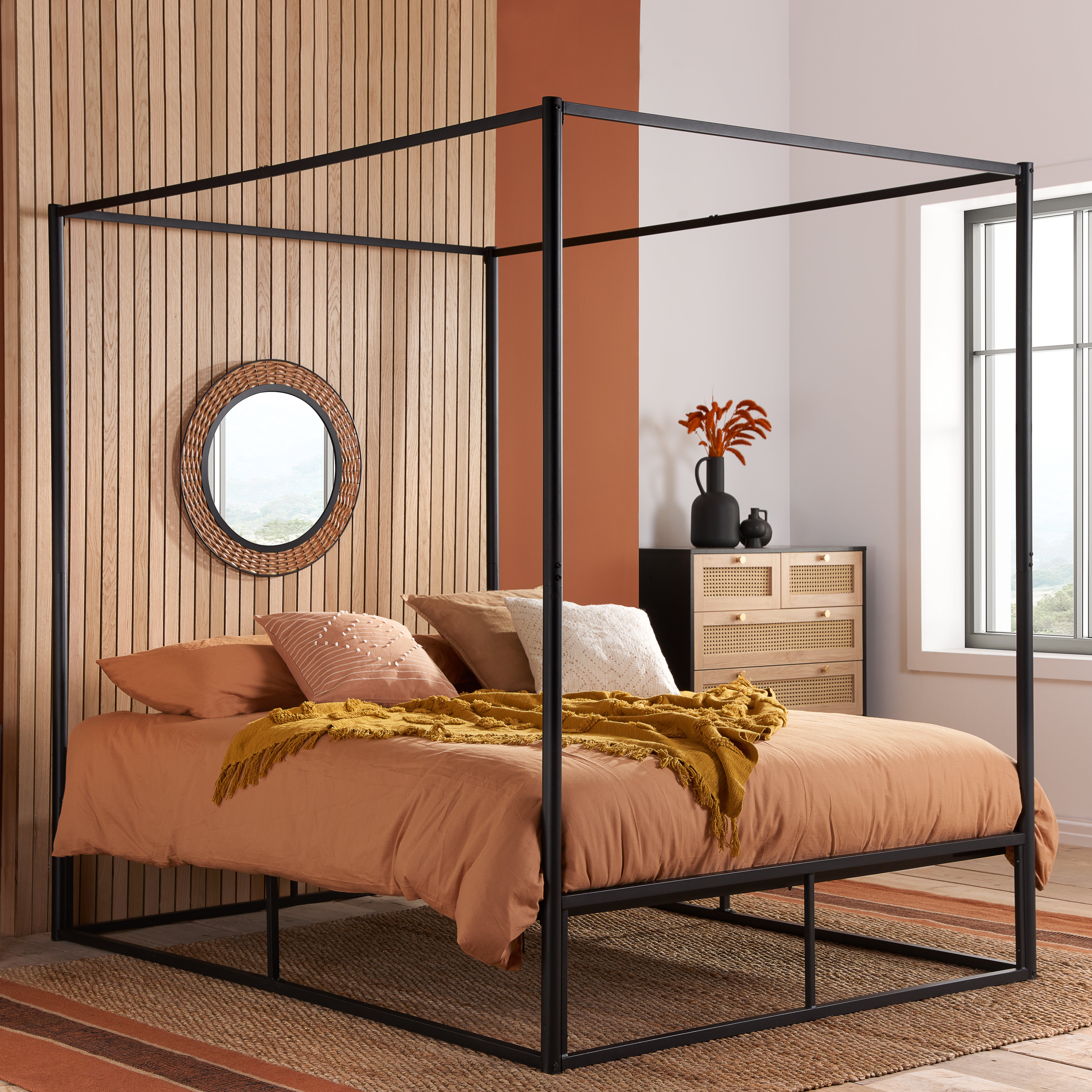 Farringdon Metal 4 Poster Bed Frame Black