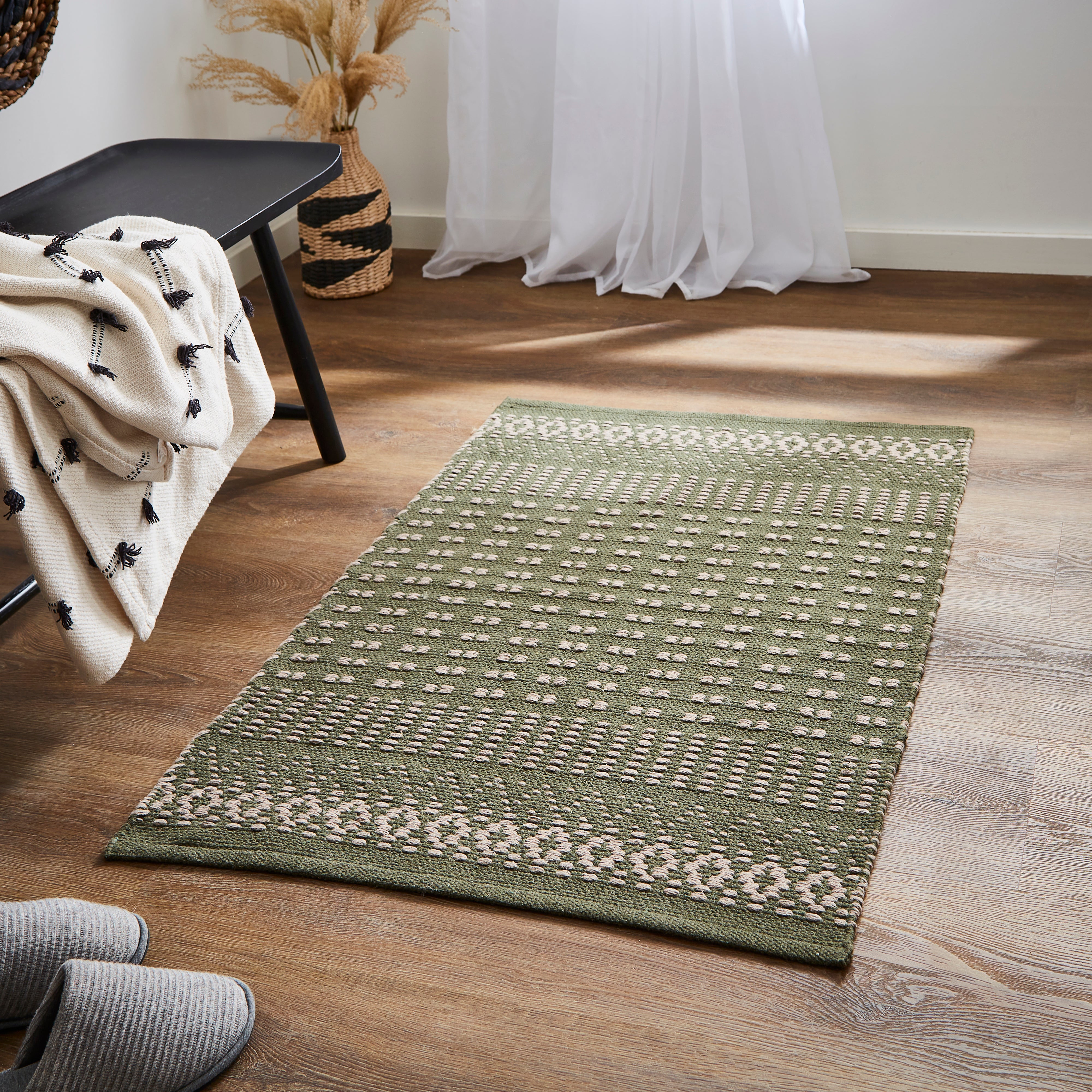 Woven Washable Rug Green