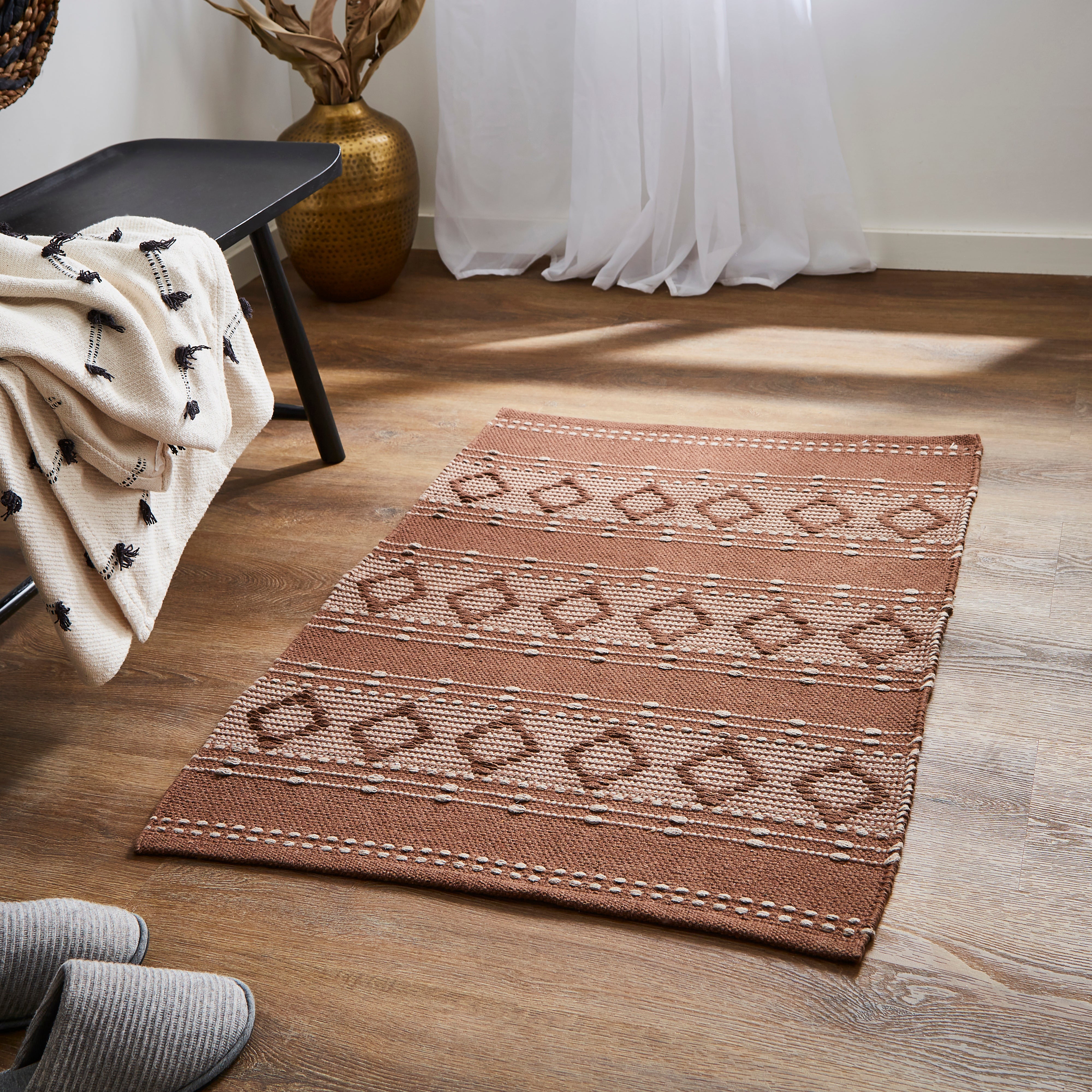 Woven Washable Diamond Rug Coffee