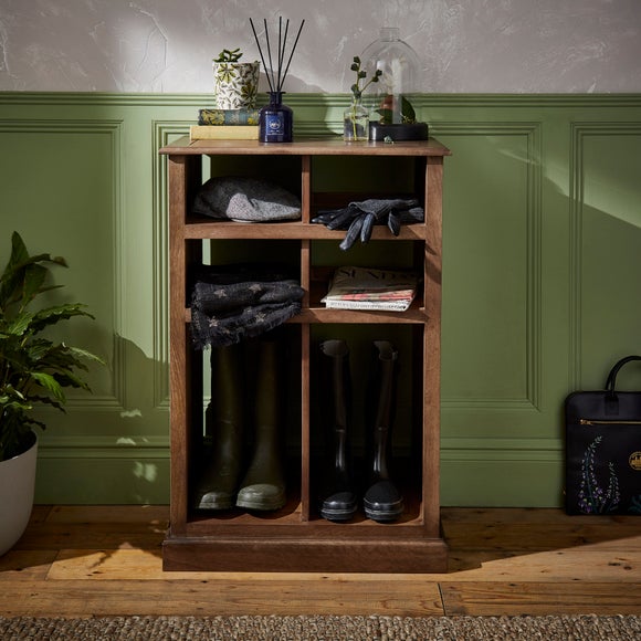 Mango Wood Shoe and Wellie Storage Unit Dunelm