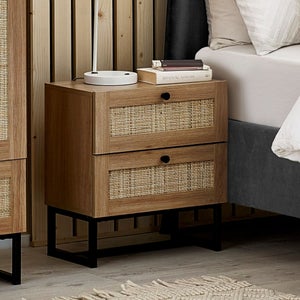 Hollis 2 Drawer Bedside Table- Oak