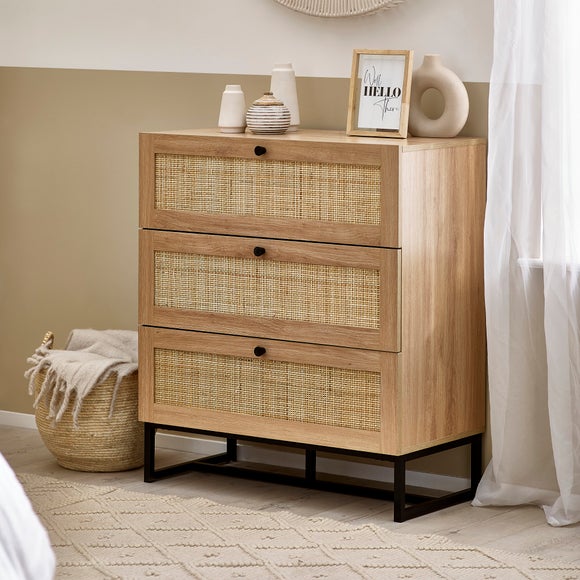 Dunelm oak chest of shop drawers