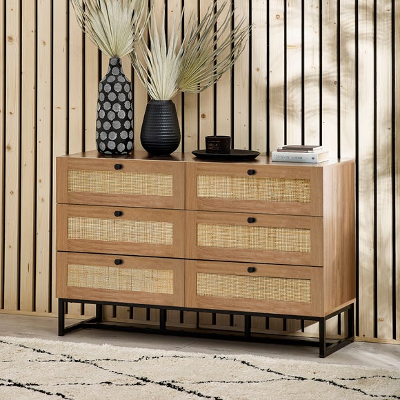 Dunelm oak chest of shop drawers