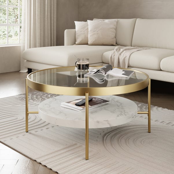 Noelle Gold Effect Faux Marble Coffee Table image 1 of 5