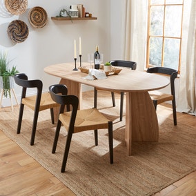 Effy 6 Seater Oval Dining Table, Natural Wood Effect