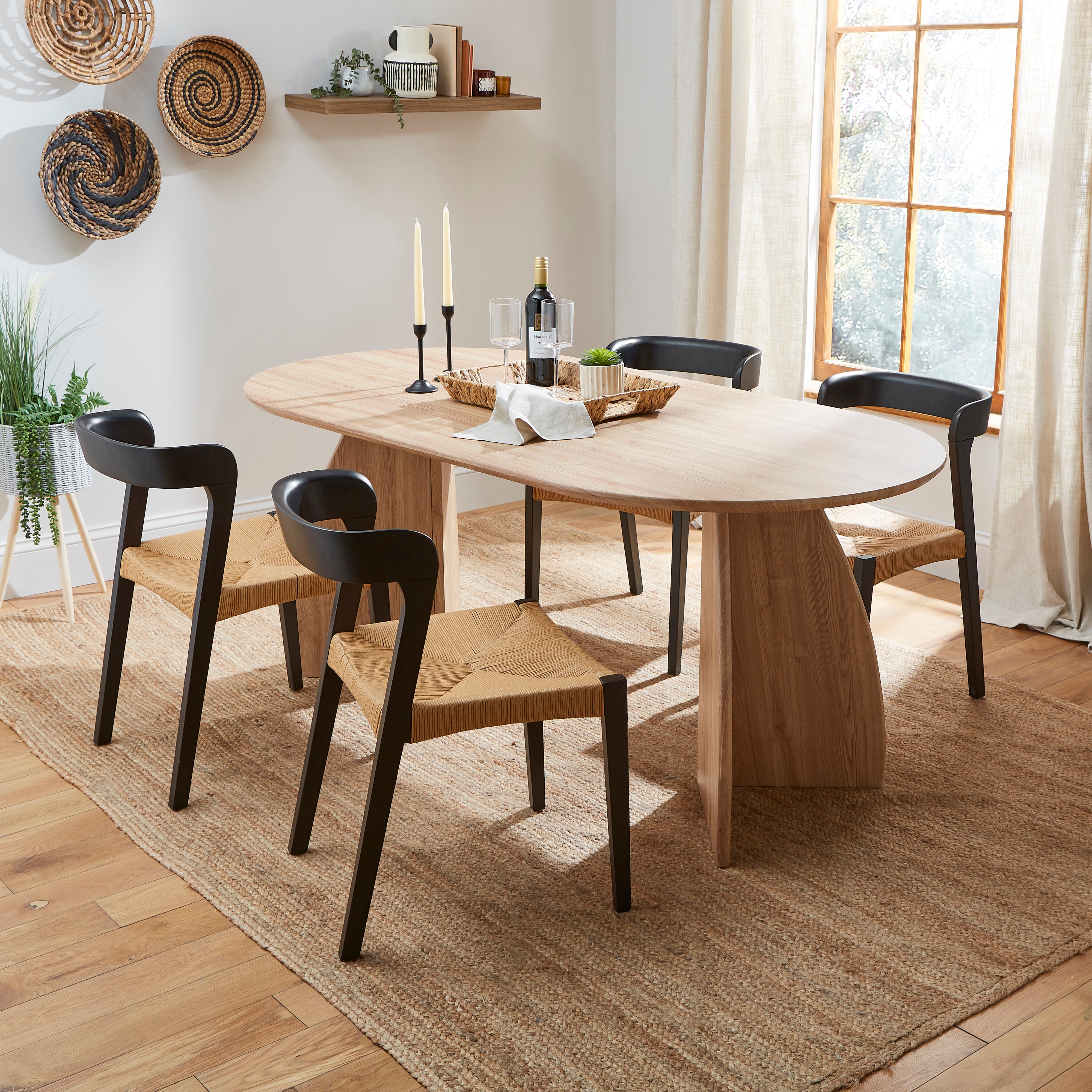 Effy 6 Seater Oval Dining Table Natural Wood Effect Natural