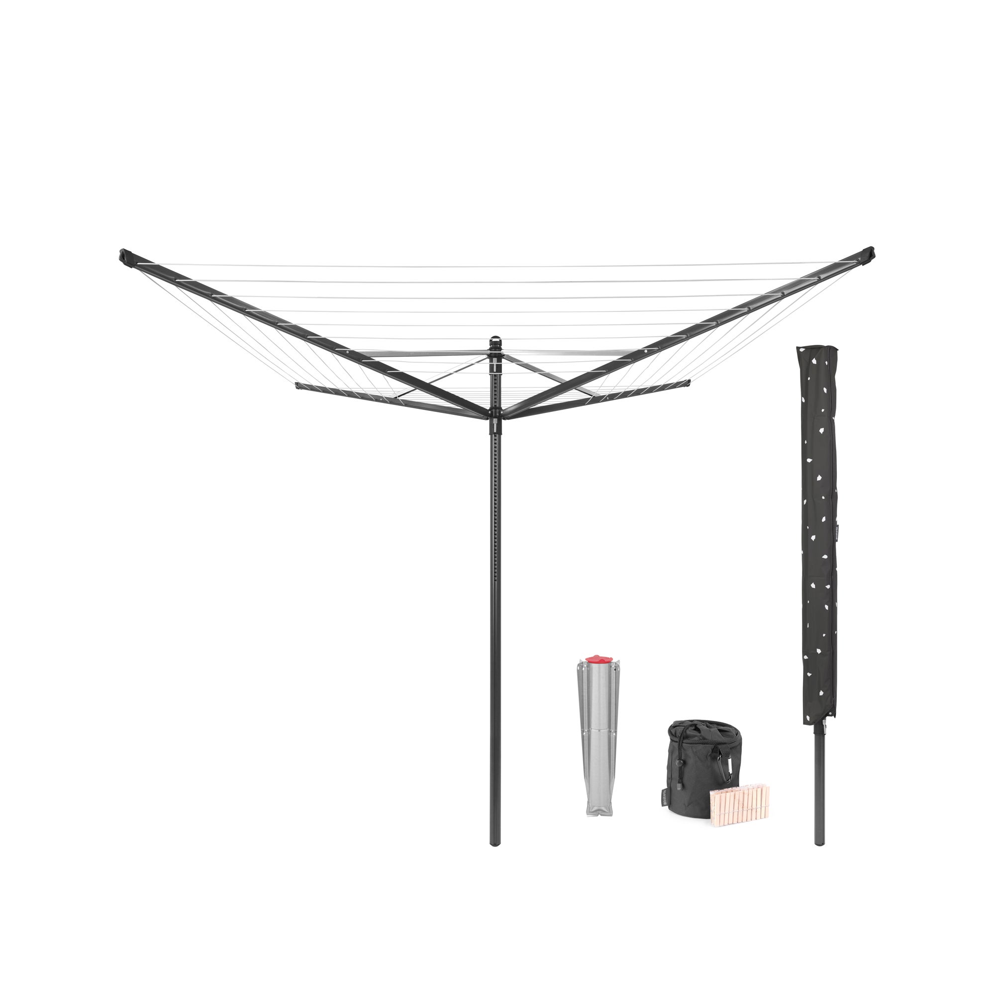 Brabantia Lift-O-Matic 4 Arm Rotary Washing Line With Accessories, 50m