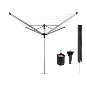 Brabantia LiftOMatic Advance 4 Arm Rotary Washing Line with Accessories, 50m