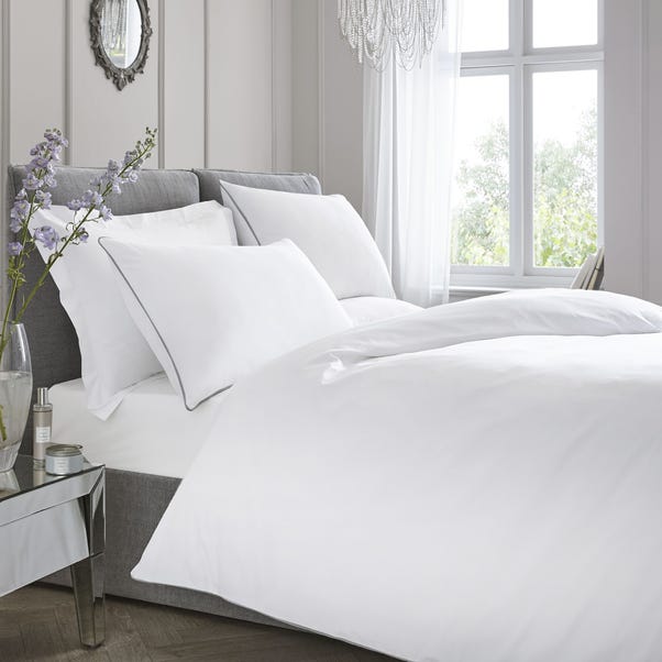 Appletree Piped Cotton Duvet Cover and Pillowcase Set White image 1 of 2