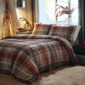 Dreams & Drapes Lodge Connolly Check 100 Brushed Cotton Duvet Cover & Pillowcase Set