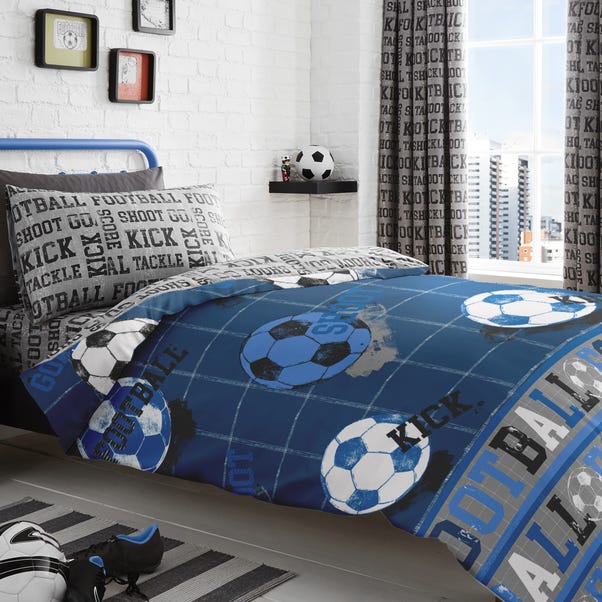 Football Duvet Cover and Pillowcase Set Blue image 1 of 3